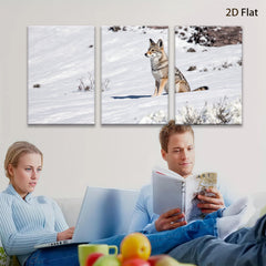 2D flat 1pc Winter Wildlife Coyote Portrait Rustic Farmhouse Wall Art Canvas Prints for Living Room Bedroom Decor Modern Gallery Wrapped Tealight