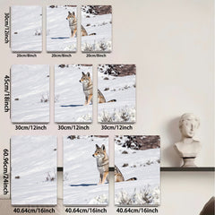 2D flat 1pc Winter Wildlife Coyote Portrait Rustic Farmhouse Wall Art Canvas Prints for Living Room Bedroom Decor Modern Gallery Wrapped Tealight