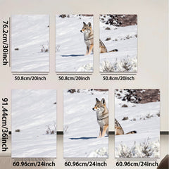 2D flat 1pc Winter Wildlife Coyote Portrait Rustic Farmhouse Wall Art Canvas Prints for Living Room Bedroom Decor Modern Gallery Wrapped Tealight