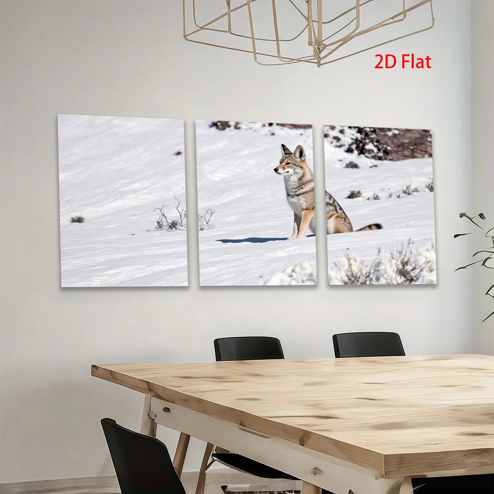 2D flat 1pc Winter Wildlife Coyote Portrait Rustic Farmhouse Wall Art Canvas Prints for Living Room Bedroom Decor Modern Gallery Wrapped Tealight