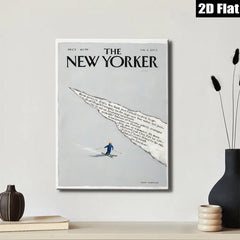 2D flat 1pc Winter skier descends snowy mountain slopes bold graphic print living room bedroom gallery wall art modern farmhouse décor cozy vibes