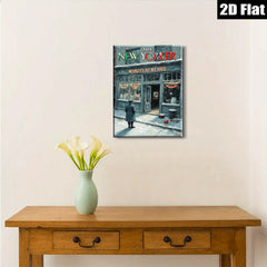 2D flat 1pc Winter street scene nostalgic shopfront cozy living room bedroom gallery wall art modern farmhouse décor