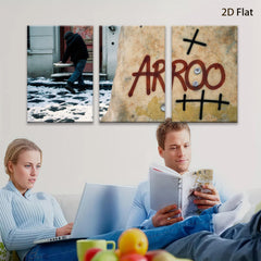 2D flat 1pc Winter street scene with graffiti bold urban wall art living room bedroom decor farmhouse style gallery wrapped canvas print modern minimalist