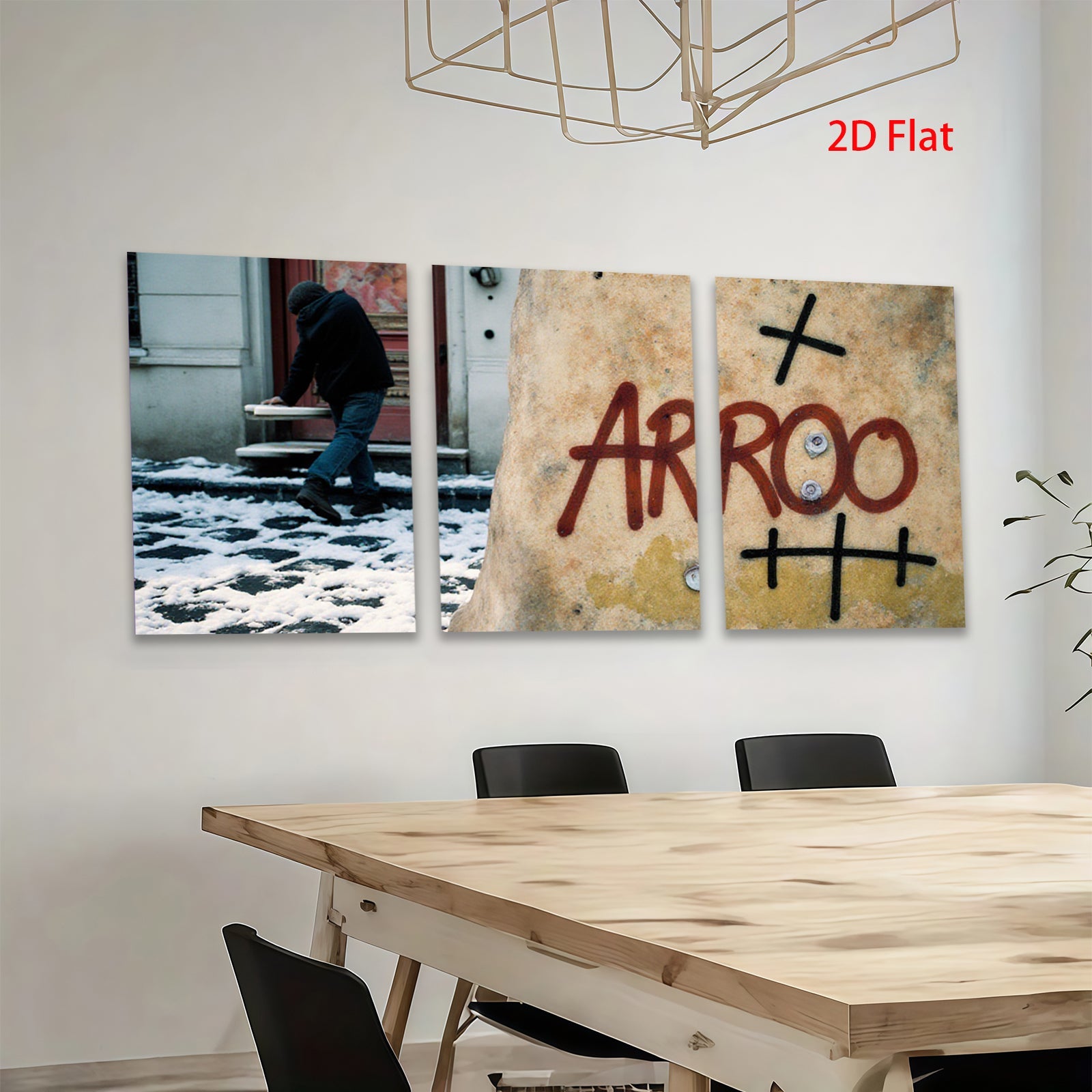 2D flat 1pc Winter street scene with graffiti bold urban wall art living room bedroom decor farmhouse style gallery wrapped canvas print modern minimalist
