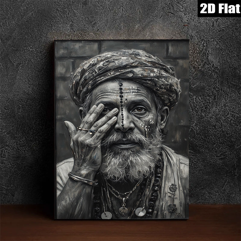 2D flat 1pc Wise Old Man Portrait Wall Art Living Room Bedroom Decor Farmhouse Rustic Gallery Wrapped Canvas Prints Modern Home Décor