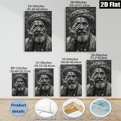 2D flat 1pc Wise Old Man Portrait Wall Art Living Room Bedroom Decor Farmhouse Rustic Gallery Wrapped Canvas Prints Modern Home Décor