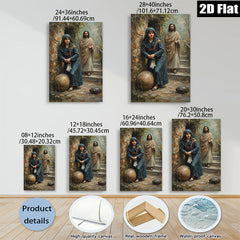 2D flat 1pc Woman Resting Near Jesus Biblical Scene Wall Art Living Room Bedroom Decor Farmhouse Style Canvas Prints Religious Artwork Modern Home Decorations