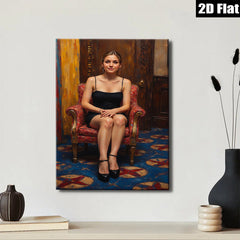 2D flat 1pc Woman in Red Chair Portrait Living Room Bedroom Gallery Wall Art Modern Farmhouse Rustic Chic Decor