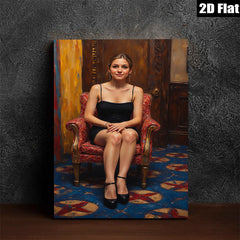 2D flat 1pc Woman in Red Chair Portrait Living Room Bedroom Gallery Wall Art Modern Farmhouse Rustic Chic Decor