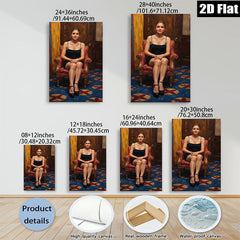 2D flat 1pc Woman in Red Chair Portrait Living Room Bedroom Gallery Wall Art Modern Farmhouse Rustic Chic Decor