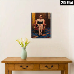 2D flat 1pc Woman in Red Chair Portrait Living Room Bedroom Gallery Wall Art Modern Farmhouse Rustic Chic Decor