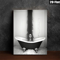 2D flat 1pc Woman in Tub Dramatic Hair Surreal Portrait Bathroom Wall Art Home Decor Living Room Bedroom Modern Farmhouse Gallery Wrapped Canvas Prints