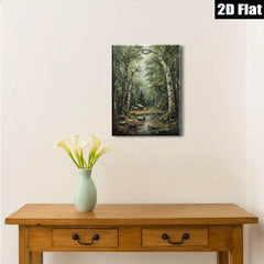 2D flat 1pc Woodland Cabin Path Serene Forest Landscape Wall Decor For Living Room Bedroom Home Office Gallery Wrapped Canvas Prints Modern Farmhouse Rustic Style Cozy Aesthetic