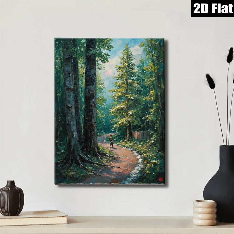 2D flat 1pc Woodland Path Scenic Landscape Nature Wall Art for Living Room Bedroom Home Decor Canvas Prints Modern Farmhouse Style