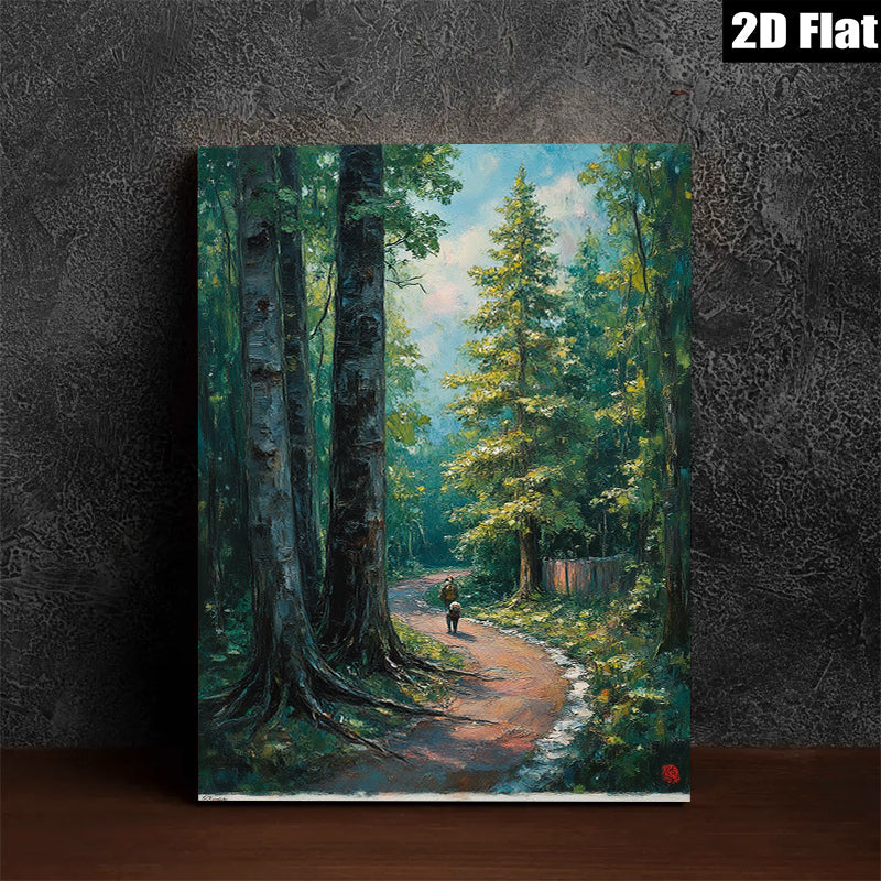2D flat 1pc Woodland Path Scenic Landscape Nature Wall Art for Living Room Bedroom Home Decor Canvas Prints Modern Farmhouse Style