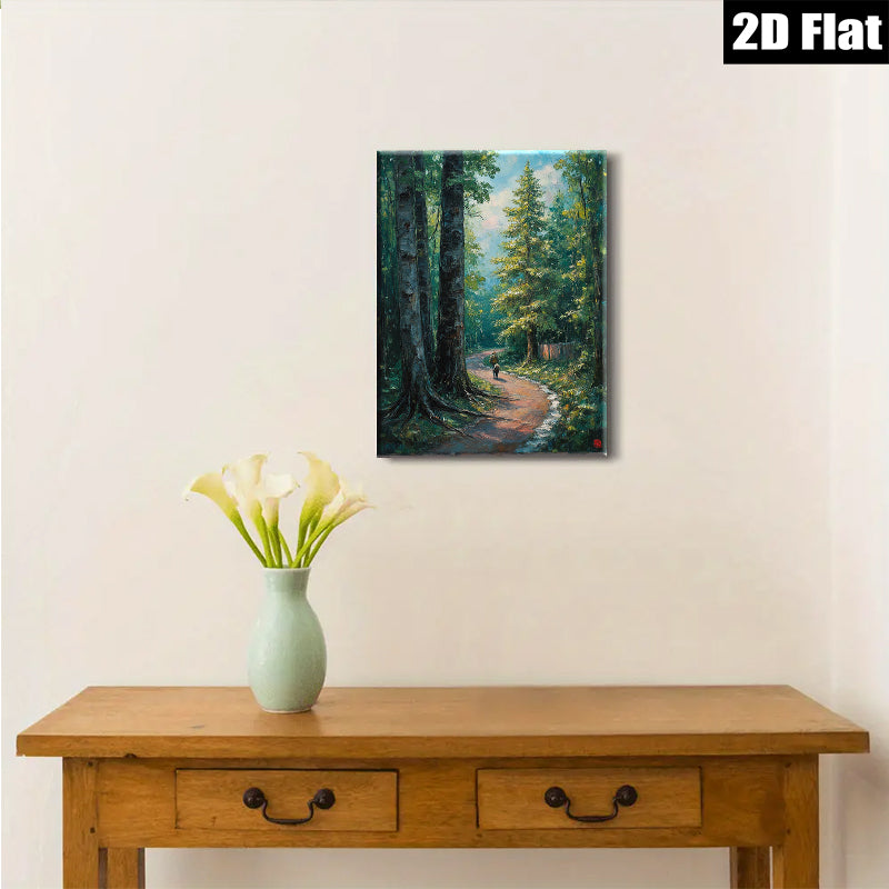 2D flat 1pc Woodland Path Scenic Landscape Nature Wall Art for Living Room Bedroom Home Decor Canvas Prints Modern Farmhouse Style