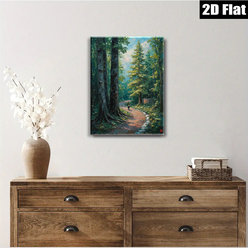 2D flat 1pc Woodland Path Scenic Landscape Nature Wall Art for Living Room Bedroom Home Decor Canvas Prints Modern Farmhouse Style