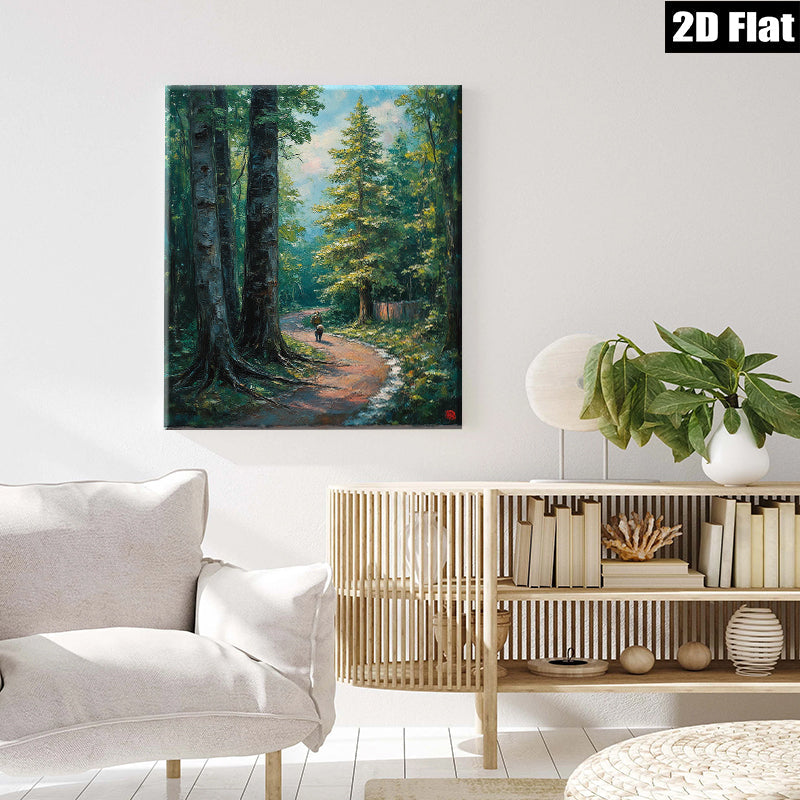 2D flat 1pc Woodland Path Scenic Landscape Nature Wall Art for Living Room Bedroom Home Decor Canvas Prints Modern Farmhouse Style