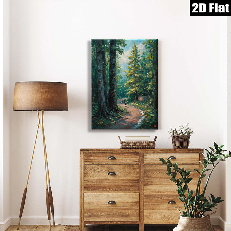2D flat 1pc Woodland Path Scenic Landscape Nature Wall Art for Living Room Bedroom Home Decor Canvas Prints Modern Farmhouse Style