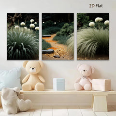 2D flat 1pc Woodland Path Serene Garden Vista Living Room Bedroom Home Decor Farmhouse Style Gallery Wrapped Canvas Prints Modern Wall Art