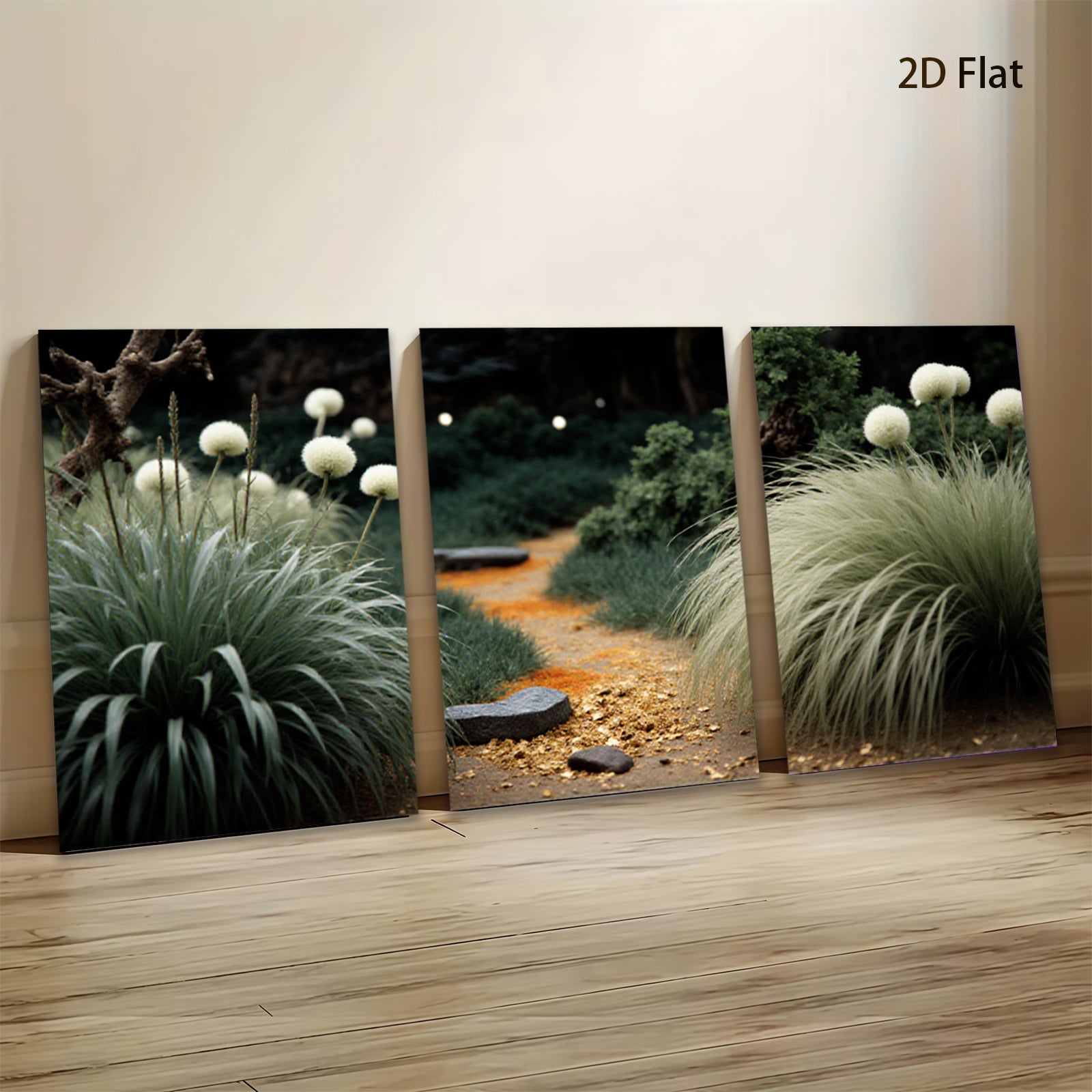 2D flat 1pc Woodland Path Serene Garden Vista Living Room Bedroom Home Decor Farmhouse Style Gallery Wrapped Canvas Prints Modern Wall Art