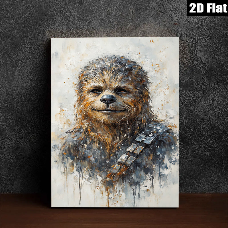 2D flat 1pc Wookiee portrait vibrant canvas wall art bedroom living room modern farmhouse decor gallery wrapped ready to hang