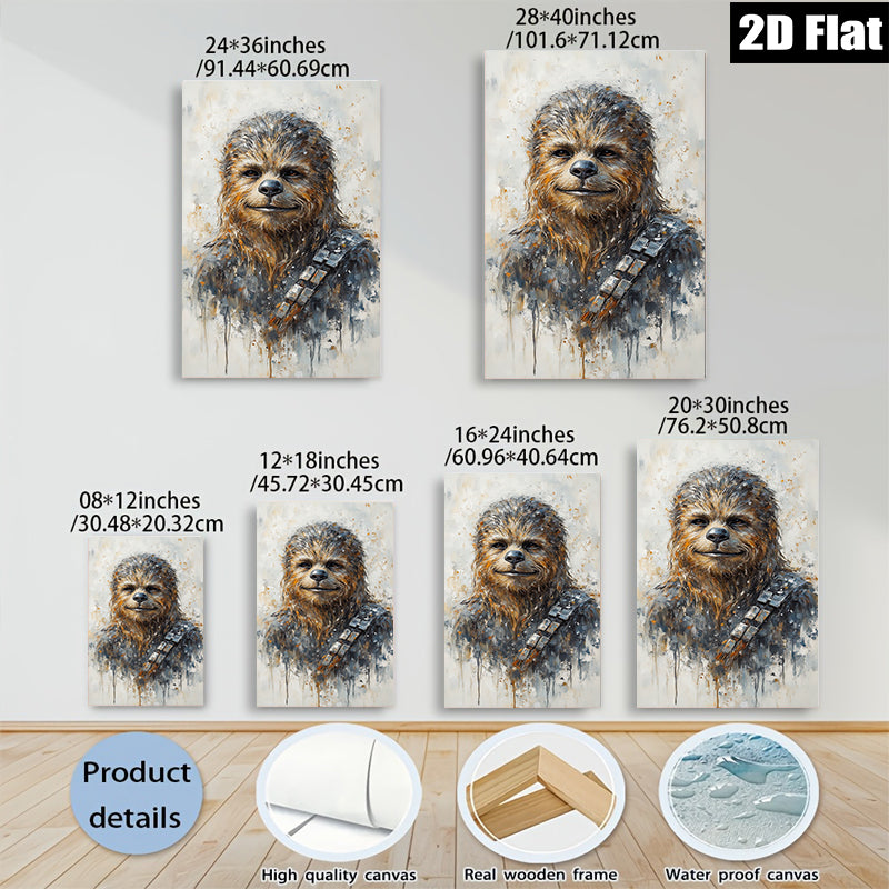 2D flat 1pc Wookiee portrait vibrant canvas wall art bedroom living room modern farmhouse decor gallery wrapped ready to hang
