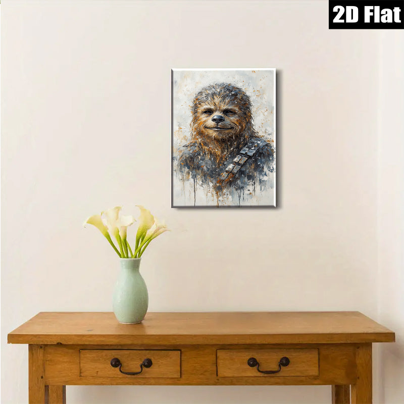 2D flat 1pc Wookiee portrait vibrant canvas wall art bedroom living room modern farmhouse decor gallery wrapped ready to hang