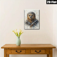 2D flat 1pc Wookiee portrait vibrant canvas wall art bedroom living room modern farmhouse decor gallery wrapped ready to hang