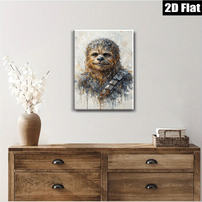 2D flat 1pc Wookiee portrait vibrant canvas wall art bedroom living room modern farmhouse decor gallery wrapped ready to hang