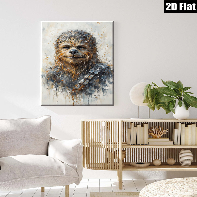 2D flat 1pc Wookiee portrait vibrant canvas wall art bedroom living room modern farmhouse decor gallery wrapped ready to hang