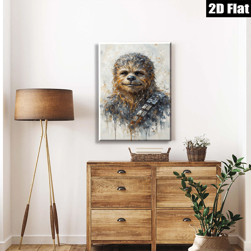 2D flat 1pc Wookiee portrait vibrant canvas wall art bedroom living room modern farmhouse decor gallery wrapped ready to hang