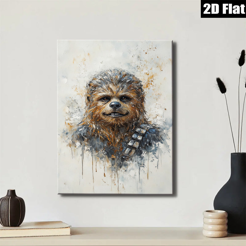 2D flat 1pc Wookiee portrait wall art canvas prints for living room bedroom modern farmhouse decor gallery wrapped timeless statement piece trending now