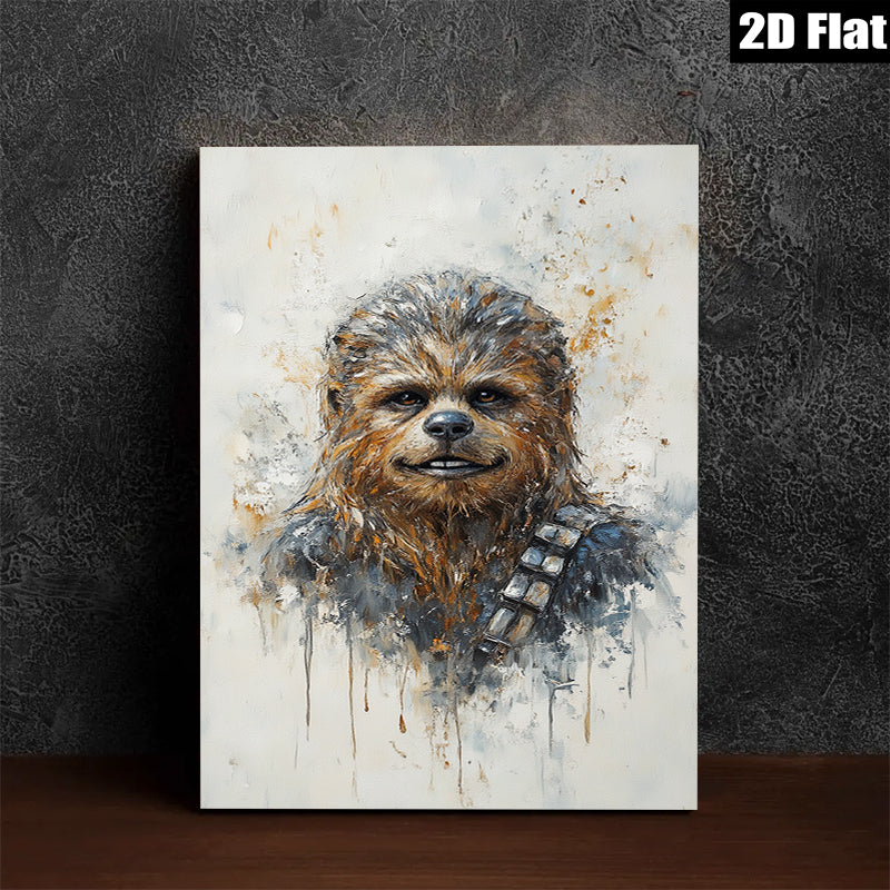 2D flat 1pc Wookiee portrait wall art canvas prints for living room bedroom modern farmhouse decor gallery wrapped timeless statement piece trending now
