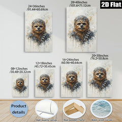 2D flat 1pc Wookiee portrait wall art canvas prints for living room bedroom modern farmhouse decor gallery wrapped timeless statement piece trending now