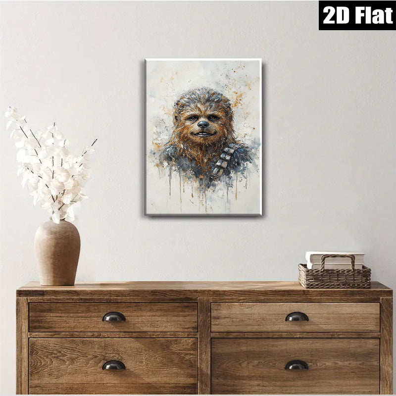 2D flat 1pc Wookiee portrait wall art canvas prints for living room bedroom modern farmhouse decor gallery wrapped timeless statement piece trending now