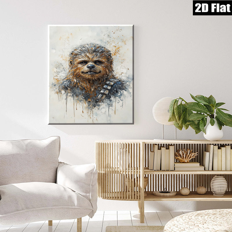 2D flat 1pc Wookiee portrait wall art canvas prints for living room bedroom modern farmhouse decor gallery wrapped timeless statement piece trending now