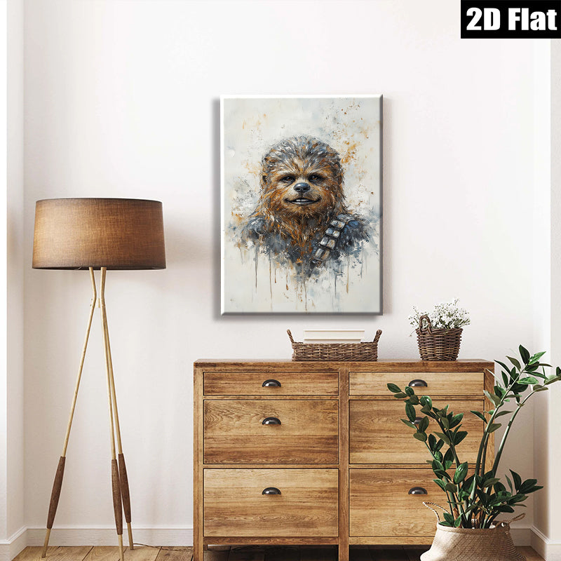2D flat 1pc Wookiee portrait wall art canvas prints for living room bedroom modern farmhouse decor gallery wrapped timeless statement piece trending now