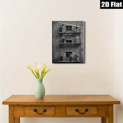 2D flat 1pc Workers on Scaffolding Industrial Cityscape Wall Art Modern Farmhouse Living Room Decor Gallery Wrapped Canvas Prints Bedroom Artwork Trending Now
