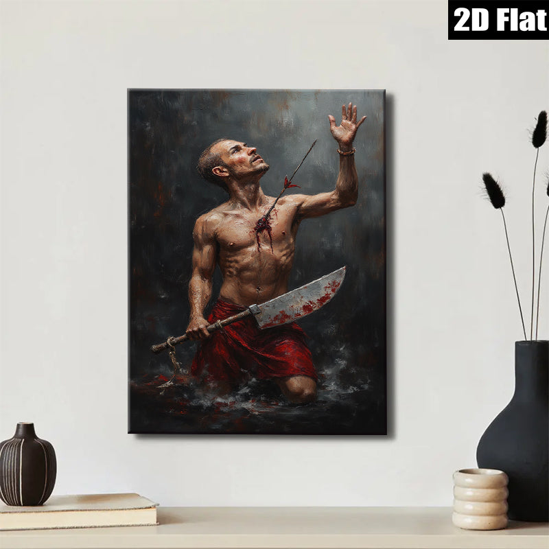 2D flat 1pc Wounded Warrior Dramatic Red Canvas Wall Art for Living Room Bedroom Modern Farmhouse Decor Gallery Wrapped Ready to Hang