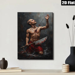 2D flat 1pc Wounded Warrior Dramatic Red Canvas Wall Art for Living Room Bedroom Modern Farmhouse Decor Gallery Wrapped Ready to Hang
