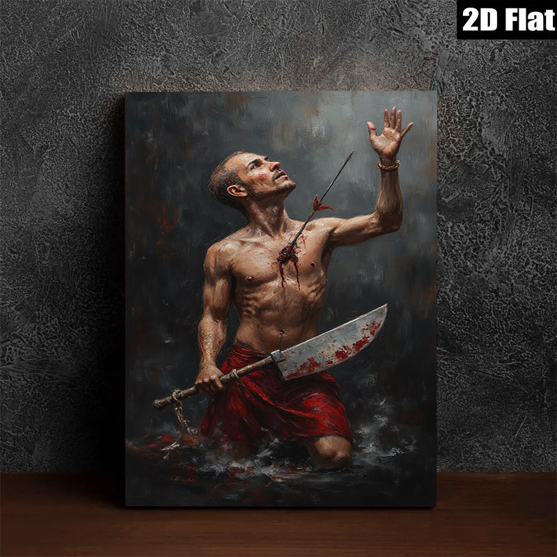 2D flat 1pc Wounded Warrior Dramatic Red Canvas Wall Art for Living Room Bedroom Modern Farmhouse Decor Gallery Wrapped Ready to Hang