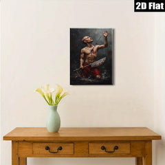 2D flat 1pc Wounded Warrior Dramatic Red Canvas Wall Art for Living Room Bedroom Modern Farmhouse Decor Gallery Wrapped Ready to Hang
