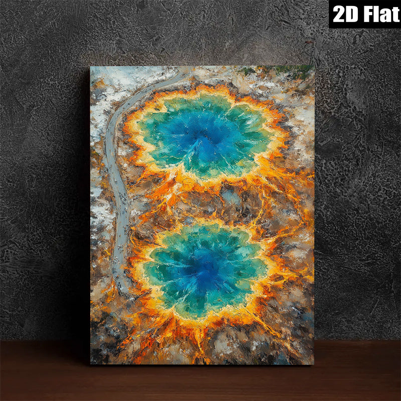 2D flat 1pc Wyoming Hot Springs Aerial View Wall Decor for Living Room Bedroom Modern Farmhouse Gallery Wrapped Canvas Prints Ready to Hang Large Size