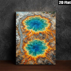 2D flat 1pc Wyoming Hot Springs Aerial View Wall Decor for Living Room Bedroom Modern Farmhouse Gallery Wrapped Canvas Prints Ready to Hang Large Size
