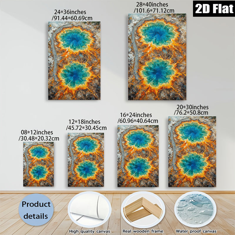 2D flat 1pc Wyoming Hot Springs Aerial View Wall Decor for Living Room Bedroom Modern Farmhouse Gallery Wrapped Canvas Prints Ready to Hang Large Size