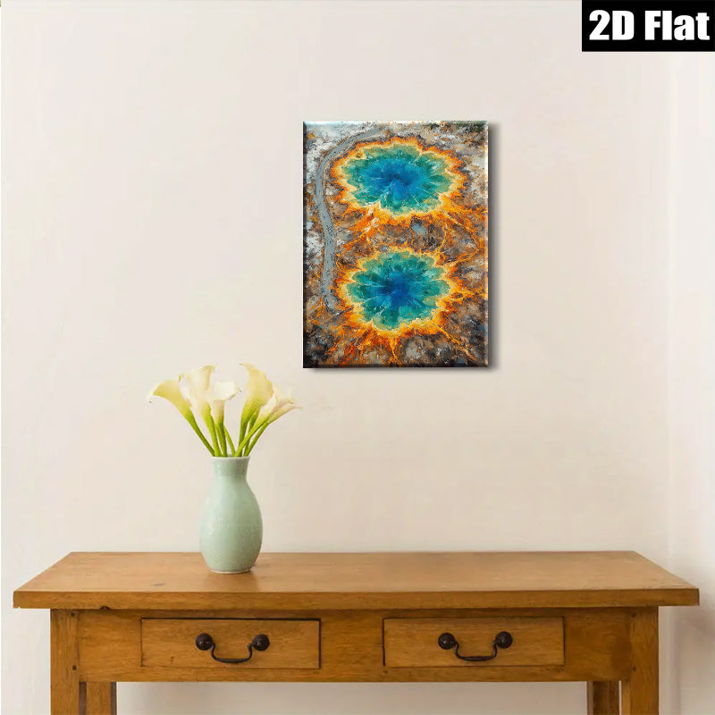 2D flat 1pc Wyoming Hot Springs Aerial View Wall Decor for Living Room Bedroom Modern Farmhouse Gallery Wrapped Canvas Prints Ready to Hang Large Size