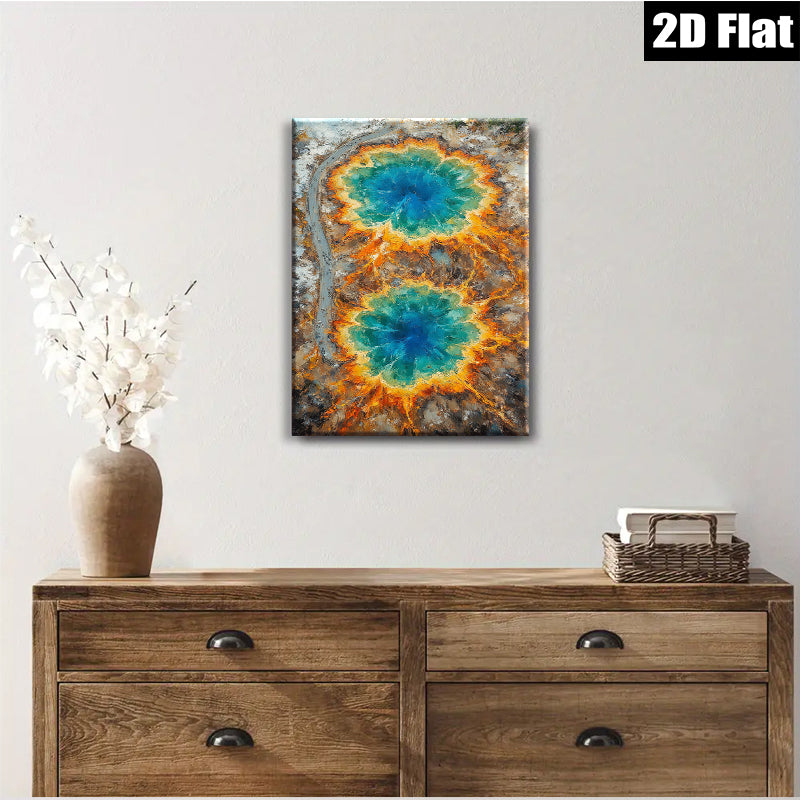 2D flat 1pc Wyoming Hot Springs Aerial View Wall Decor for Living Room Bedroom Modern Farmhouse Gallery Wrapped Canvas Prints Ready to Hang Large Size