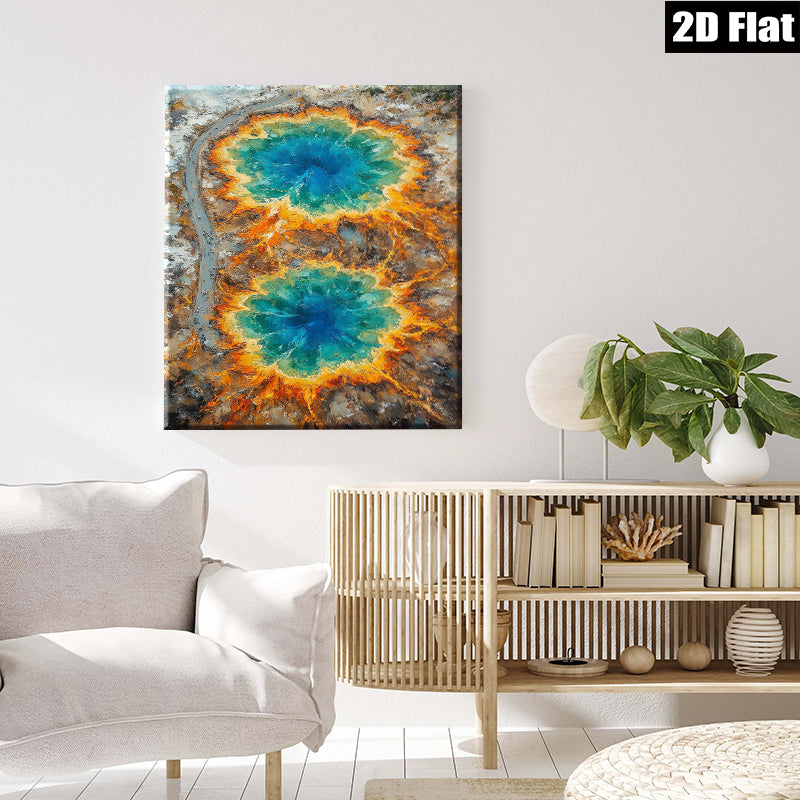 2D flat 1pc Wyoming Hot Springs Aerial View Wall Decor for Living Room Bedroom Modern Farmhouse Gallery Wrapped Canvas Prints Ready to Hang Large Size