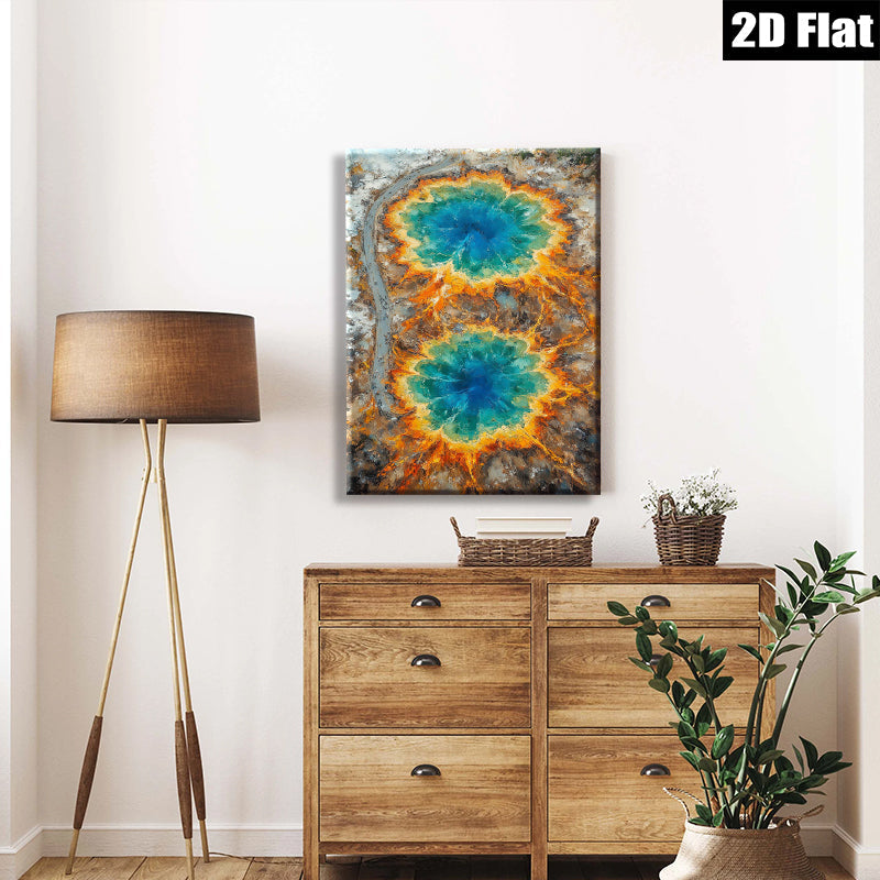 2D flat 1pc Wyoming Hot Springs Aerial View Wall Decor for Living Room Bedroom Modern Farmhouse Gallery Wrapped Canvas Prints Ready to Hang Large Size
